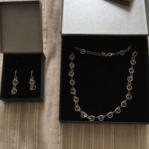 Silver necklace and earrings set